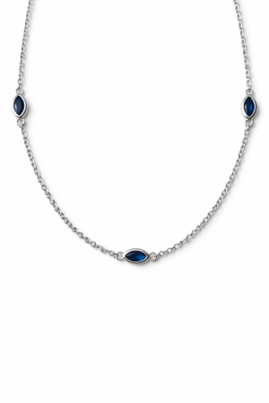 Dlouhý stříbrný řetízek 70 cm s modrými zirkony – Elegantní linie s jemným třpytem
