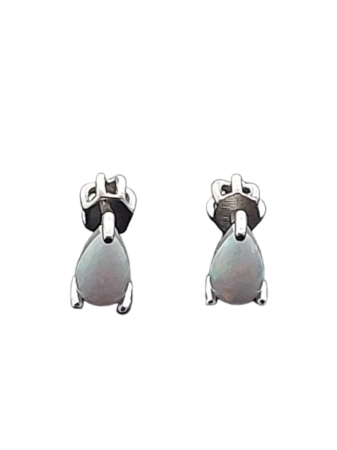 Opálové náušnice s bílým opálem slza na šroubek