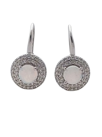 Opálové náušnice s bílým opálem kulaté se zirkony III.