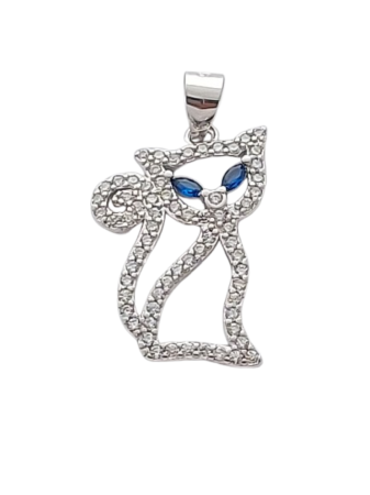 Stříbrný přívěsek Kočka modroočka