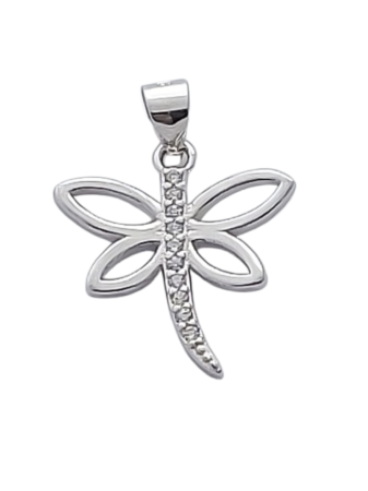 Stříbrný přívěsek vážka s hladkými křídly