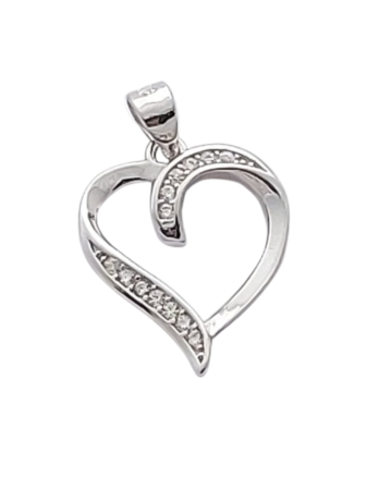 Stříbrný přívěsek srdíčko se zirkony