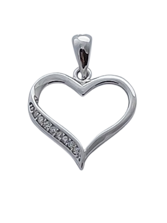 Stříbrný přívěsek srdíčko se zirkony IV.
