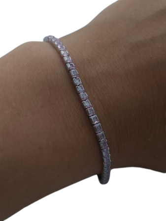 Stříbrný náramek s růžovými zirkony