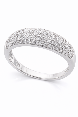 Stříbrný prsten s pavé designem se zirkony – elegantní dámský prsten ve velikostech 59, 62, 65