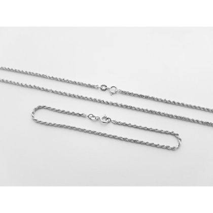 Stříbrný set náramek a řetízek točený