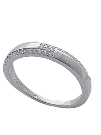 Stříbrný prsten s čirými zirkony XI. ve velikostech 57, 59, 62