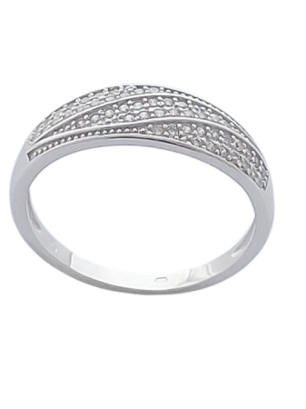 Stříbrný prsten s čirými zirkony XII. ve velikostech 57, 59, 63