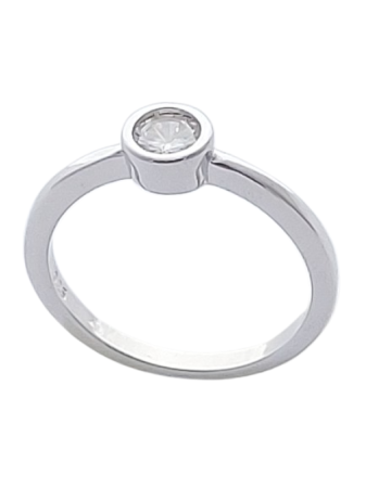 Stříbrný prsten s kulatým zirkonem ve velikosti 48