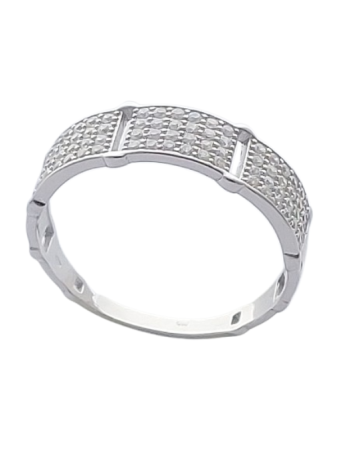 Stříbrný prsten s čirými zirkony XIV. ve velikostech 56, 61, 67