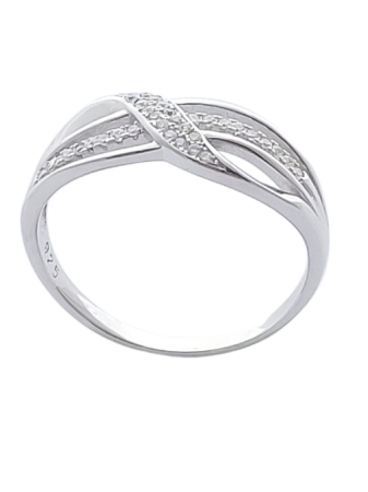 Stříbrný prsten s čirými zirkony XV. ve velikostech 59, 61, 64