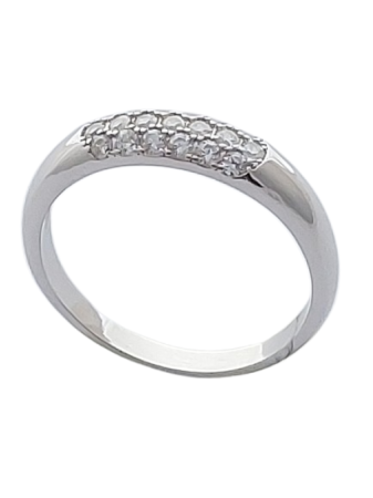 Stříbrný prsten s čirými zirkony XI. ve velikostech 53, 56, 61