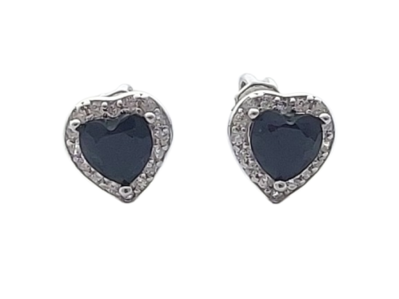 Stříbrné náušnice srdíčka s černým zirkonem