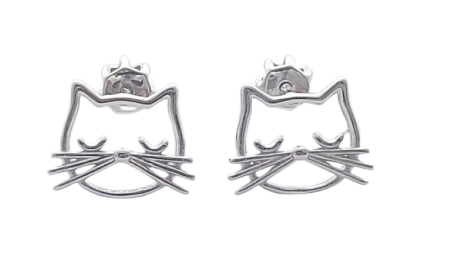 Stříbrné náušnice kočky