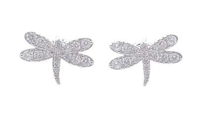Stříbrné náušnice vážky se zirkonem