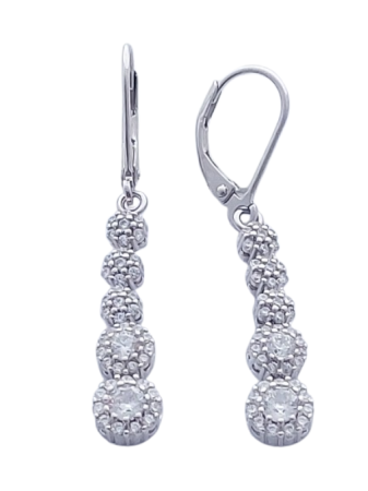 Stříbrné náušnice se zirkony ve tvaru kuličky, visací