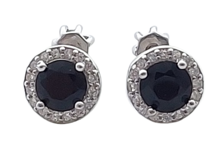 Stříbrné náušnice kulaté s černým zirkonem
