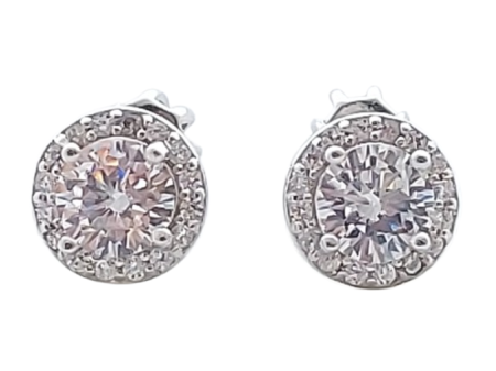 Stříbrné náušnice kulaté s čirými zirkony větší