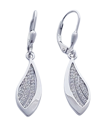 Stříbrné náušnice se zirkony atypicky moderní