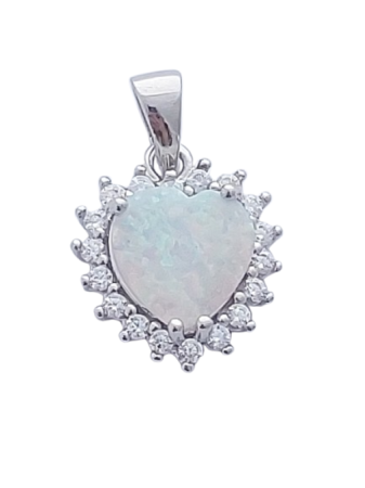 Opálový přívěsek srdíčko s bílým opálem větší