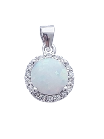 Opálový přívěsek kulatý s bílým opálem