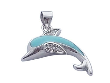 OPálový přívěsek delfín s bleděmodrým opálem