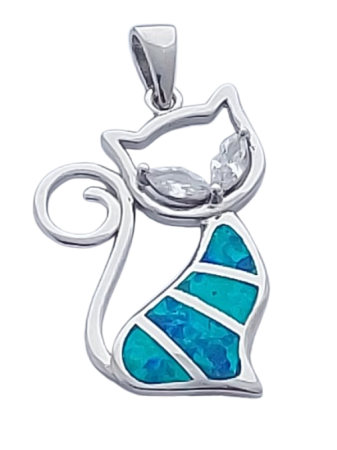 Opálový přívěsek kočka