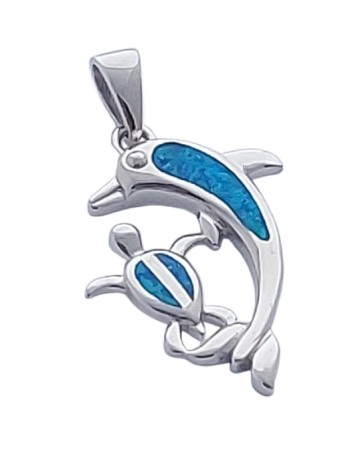Opálový přívěsek delfín a želva