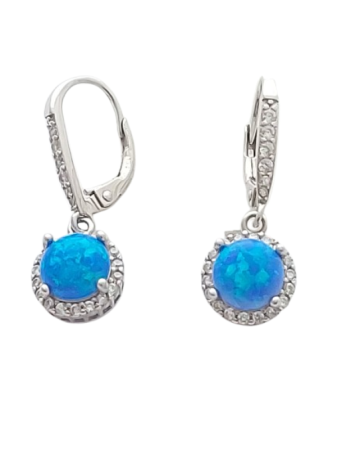 Opálové náušnice visací kulaté se zirkony