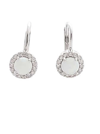 Opálové náušnice kulaté se zirkony III. s bílým opálem