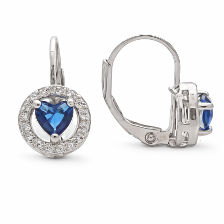 Stříbrné náušnice s modrým zirkonovým srdcem – jemná elegance