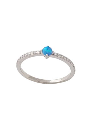 Opálový prsten s kulatým opálem a zirkony ve velikostech 52, 55