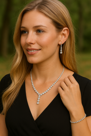 Stříbrný set královský náhrdelník, náušnice a náramek