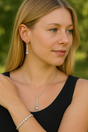 Stříbrný set královský náušnice a přívěsek