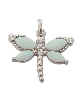 Opálový přívěsek vážka menší s bílým opálem - elegantní dámský šperk