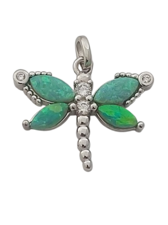 Opálový přívěsek vážka menší se zeleným opálem - elegantní dámský šperk