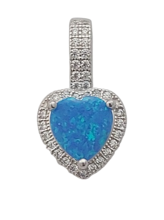 Stříbrný přívěsek s modrým opálem ve tvaru srdce