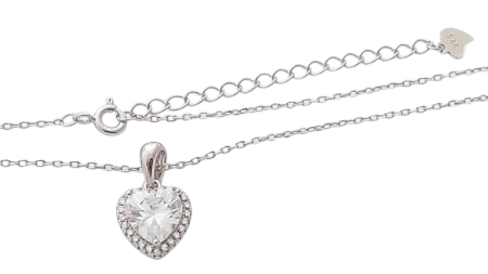 Stříbrný náhrdelník s čirým srdcem – zirkonový přívěsek