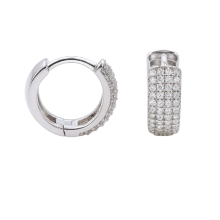 Elegantní stříbrné náušnice kruhy s bílými zirkony – stříbro 925/1000