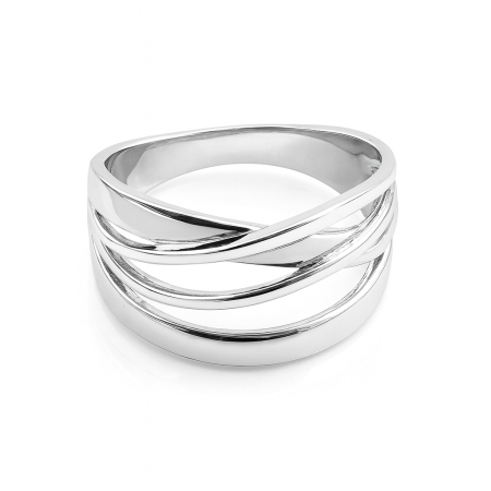 Dámský stříbrný prsten v moderním propleteném designu - šperk, který podtrhne váš styl na každém kroku - ve velikostech 58, 62
