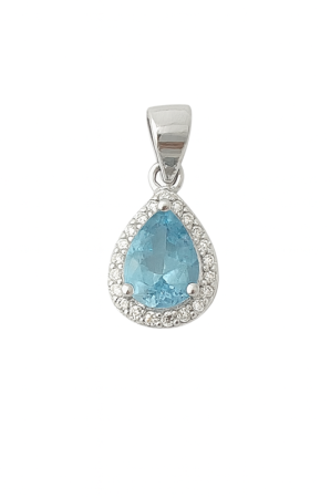 Stříbrný přívěsek s kapkovým světlemodrým zirkonem - jemný tón modré a třpyt čirých kamínků – šperk, který rozzáří každý okamžik