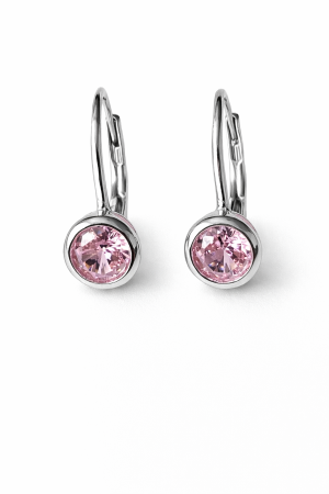 Stříbrné náušnice s růžovým zirkonem – jemný třpyt ženskosti