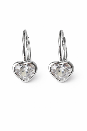 Stříbrné náušnice Srdce s čirým zirkonem – jemný třpyt lásky