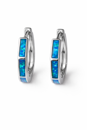 Stříbrné náušnice s opálem – modrý třpyt oceánu