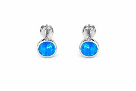 Stříbrné náušnice s modrým opálem a zirkony – modrá elegance