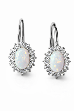 Stříbrné náušnice s opálem a zirkony – Nadčasová záře elegance
