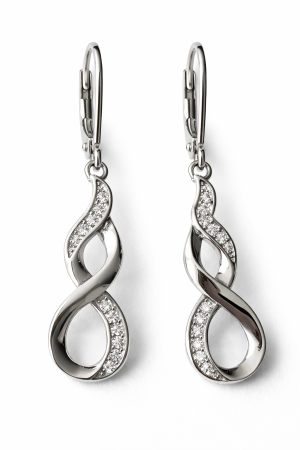 Stříbrné náušnice se zirkony – symbol nekonečna s jemným třpytem