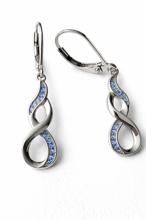 Stříbrné náušnice s bleděmodrými zirkony – nekonečno s nádechem elegance