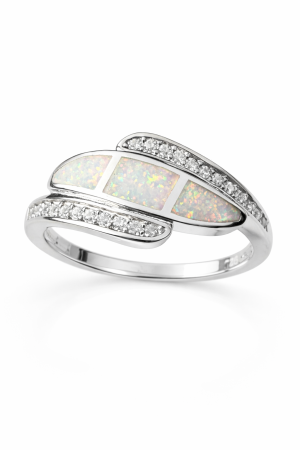 Stříbrný prsten s bílým opálem – duhová harmonie elegance ve velikostech 54, 64