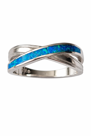 Stříbrný prsten s modrým opálem – zářivá elegance oceánské hloubky ve velikosti 57, 61